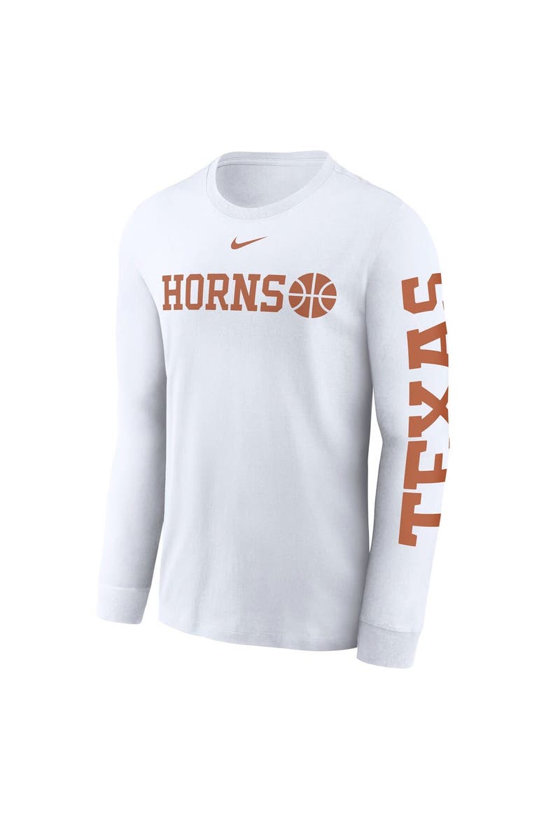 Men's Nike  White Texas Longhorns Basketball Icon Two-Hit Long Sleeve T-Shirt, Alternate, color, White