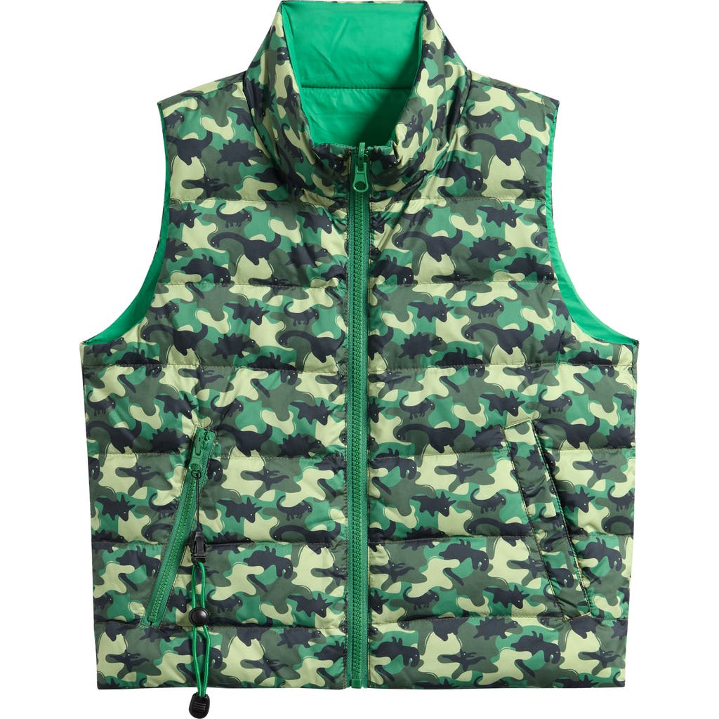 Calonie Kids' Casey Reversible Down Puffer Vest In Green