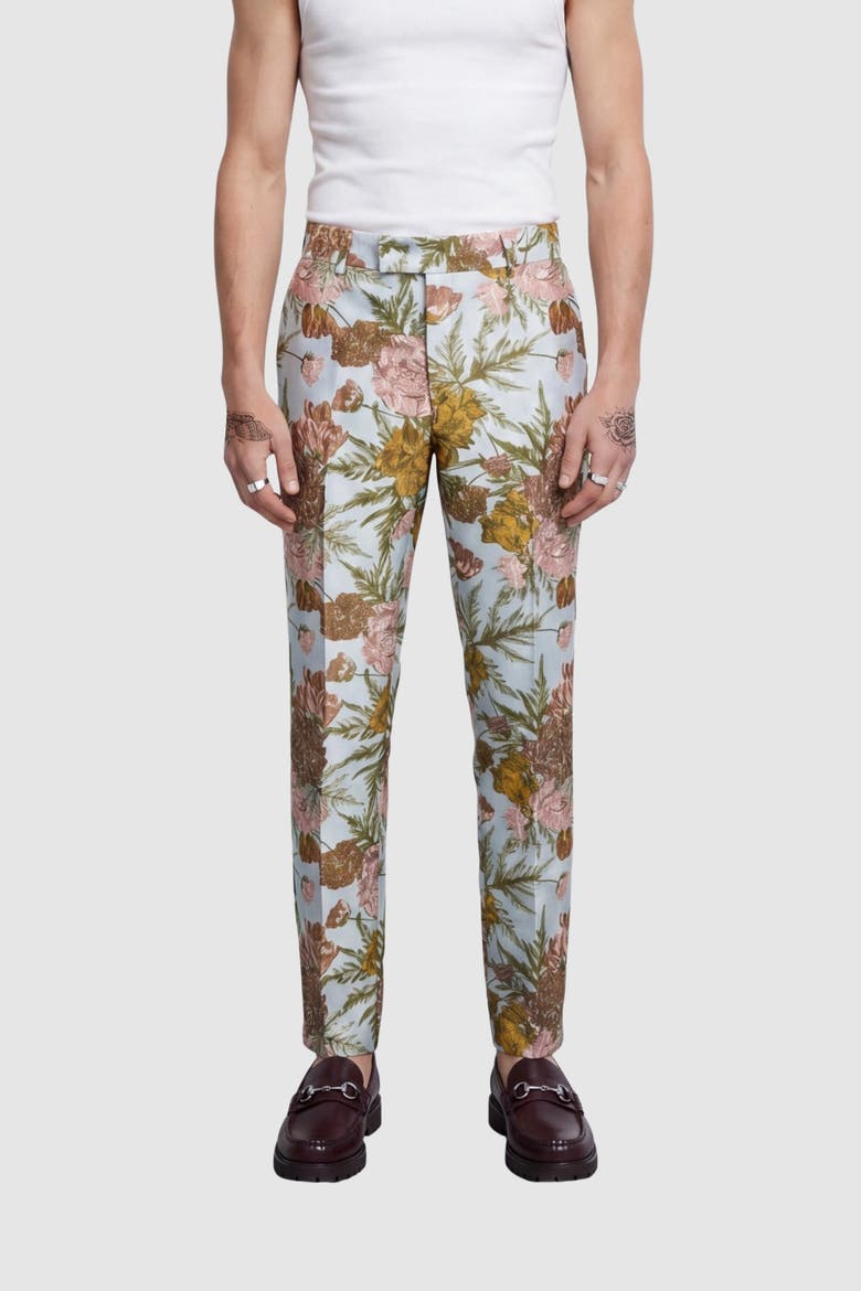Hirshfield Slim Fit Floral Suit Trousers, Main, color, Silver