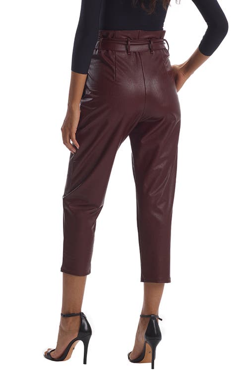 Commando Paperbag Waist Faux Leather Crop Pants In Oxblood