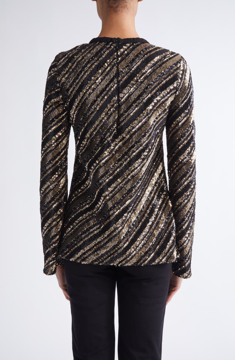 Giambattista Valli Stripe Sequin Long Sleeve Top, Alternate, color, Black/ Gold