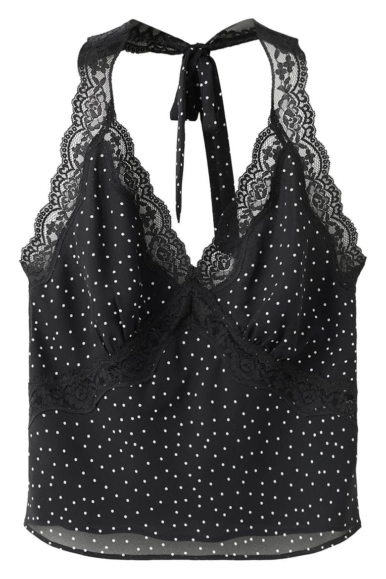 Dot Halter Crop Top, Alternate, color, BLACK