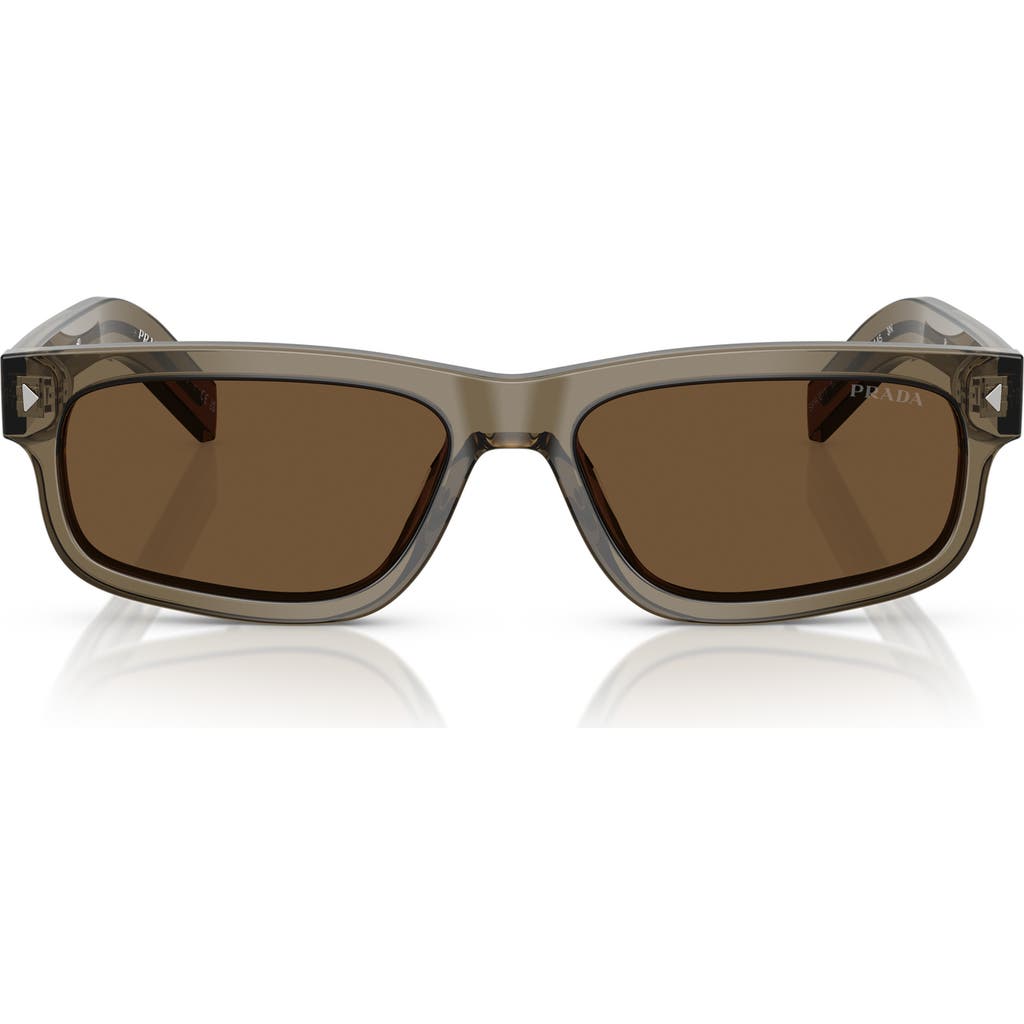 Prada 57mm Rectangular Sunglasses In Green
