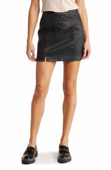 Adaline Coated Denim Miniskirt