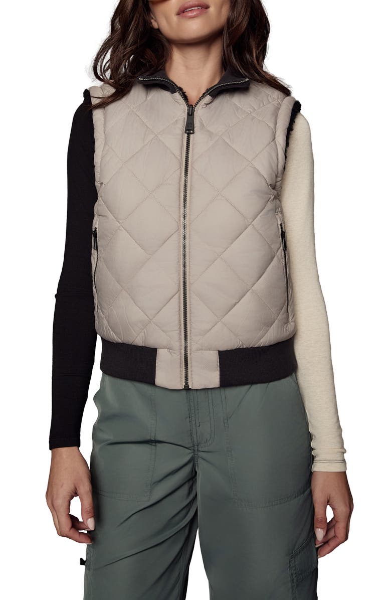 Alp N Rock Atlas Quilted & Faux Shearling Reversible Vest, Main, color, Stone/ Black