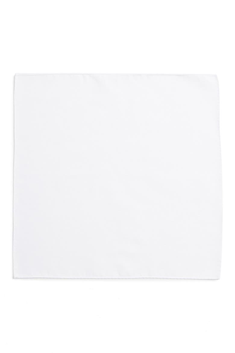Solid Cotton Pocket Square, Alternate, color, WHITE