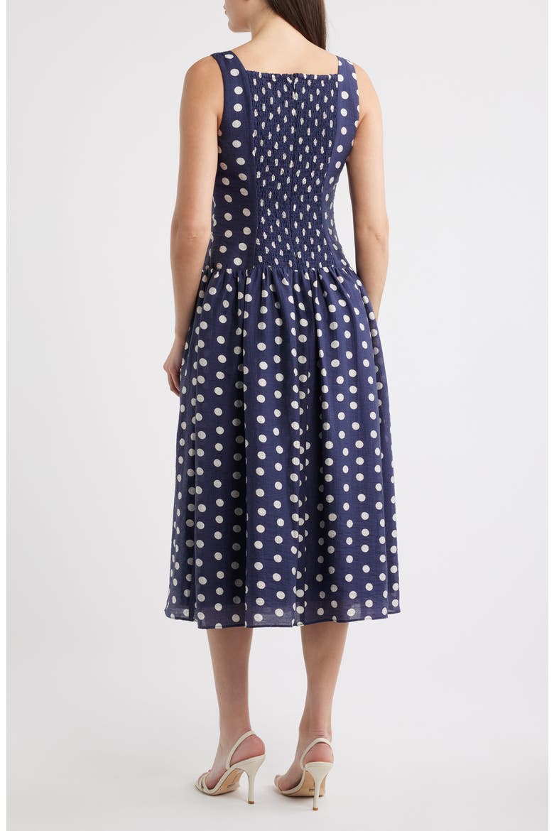 Dot Sleeveless Midi Dress, Alternate, color, NAVY MULTI