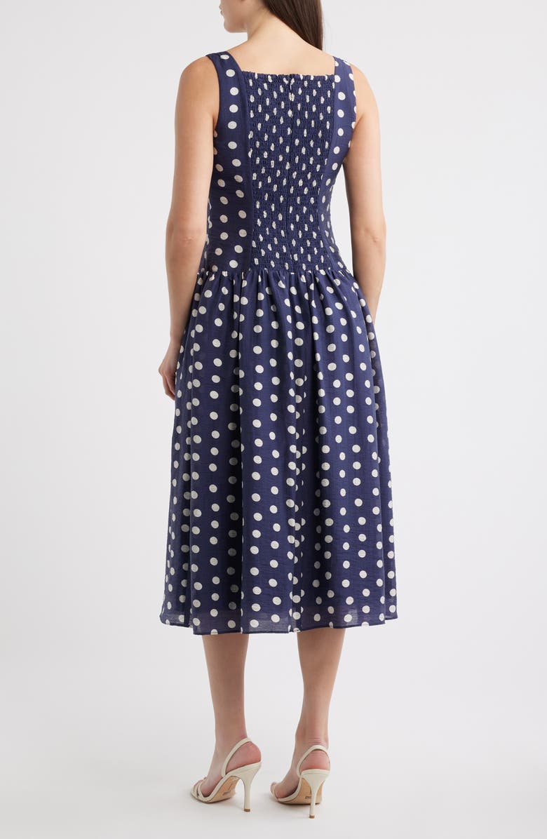 Julia Jordan Dot Sleeveless Midi Dress, Alternate, color, Navy Multi
