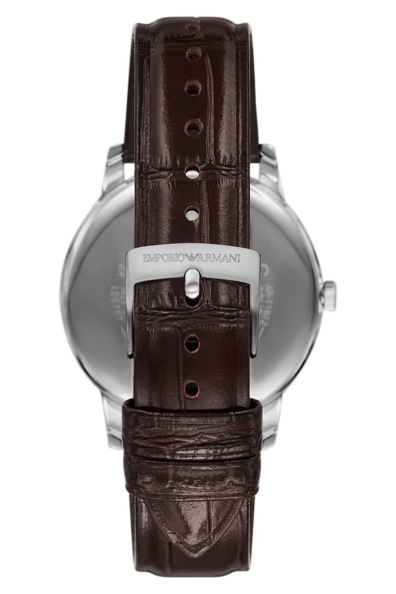 Minimalist Leather Strap Watch, 39mm, Alternate, color, GREEN/ BROWN