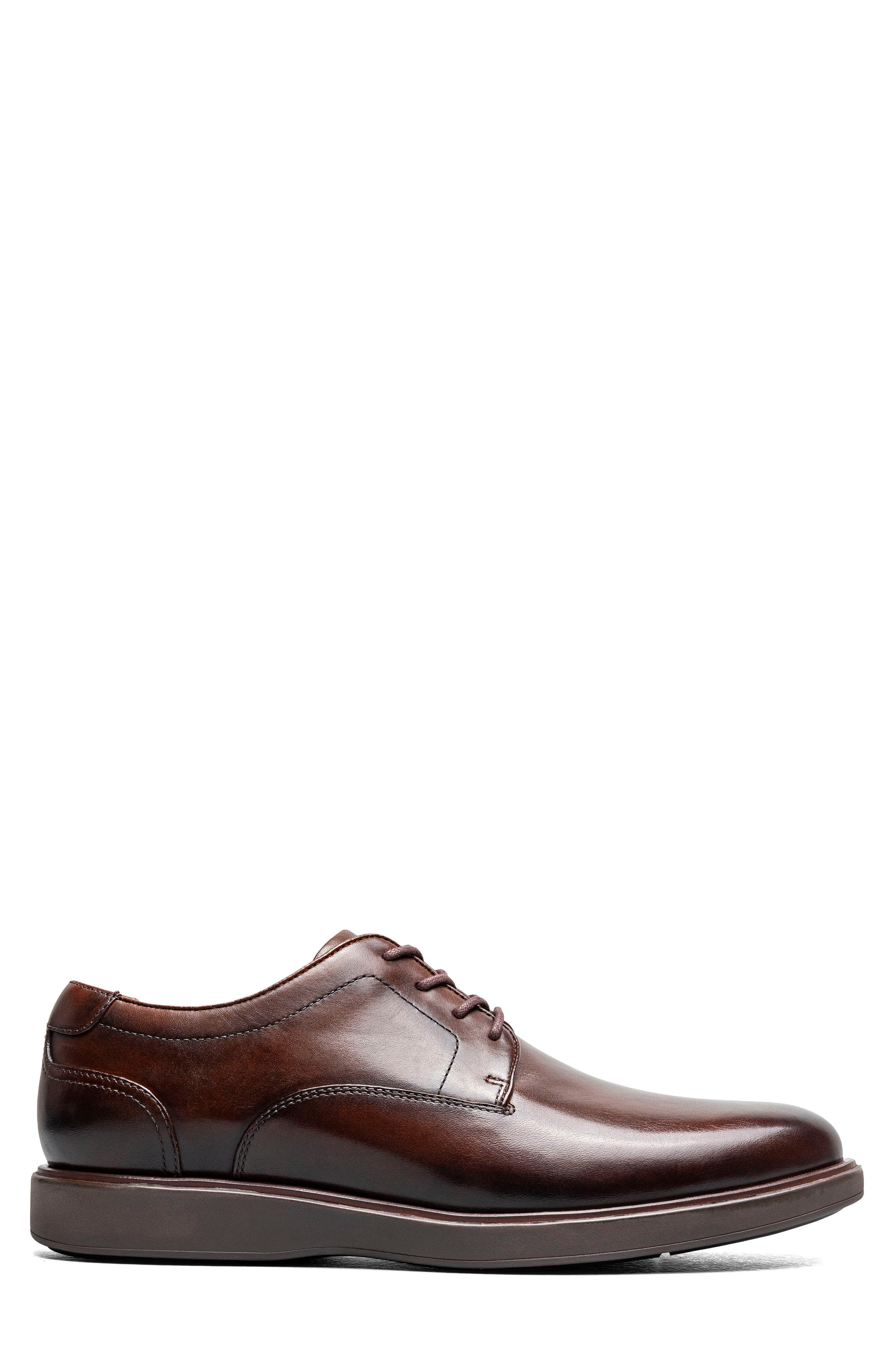 Avenue Plain Toe Leather Derby, Alternate, color, BROWN