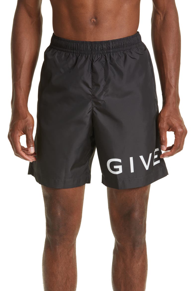 Logo Swim Trunks, Main, color, BLACK/ WHITE