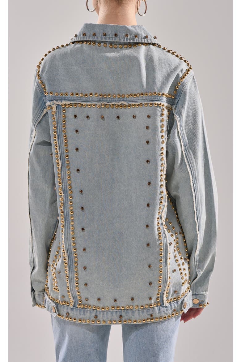 SABLE-DENIM STUDDED JACKET - DENIM / S / DENIM, Alternate, color, DENIM