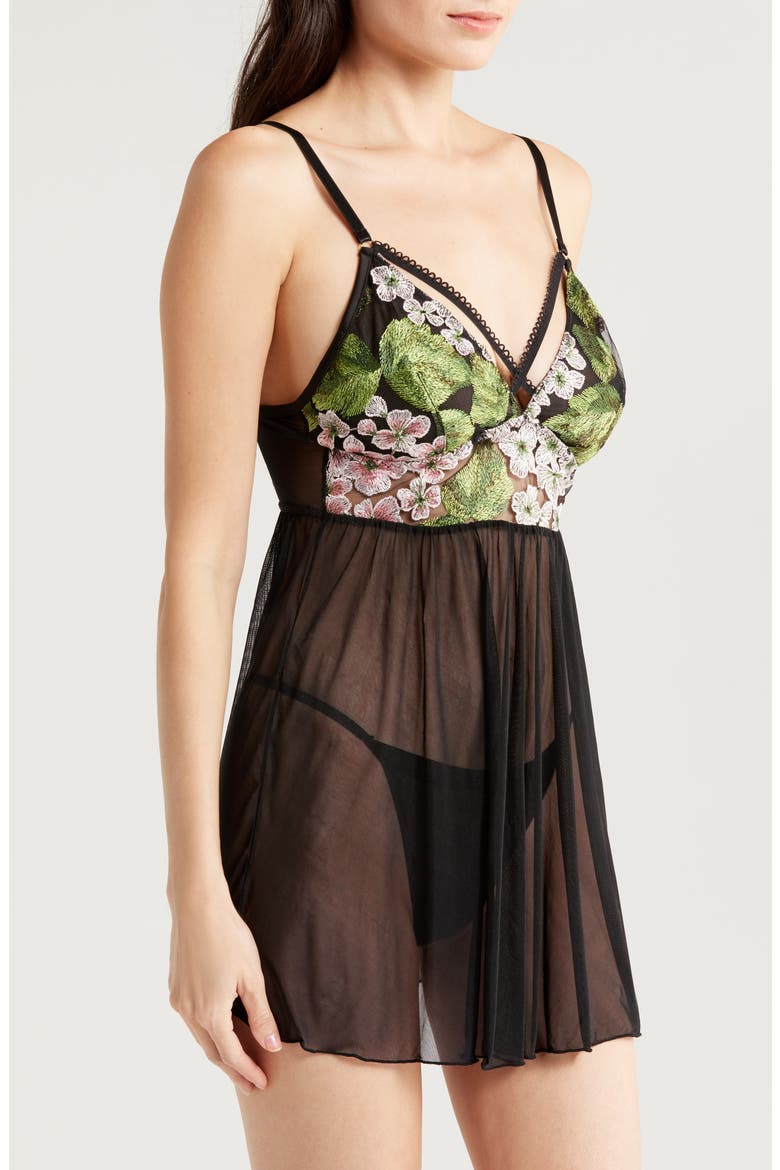 Lace & Mesh Babydoll, Alternate, color, HYDRANGEA NIGHT