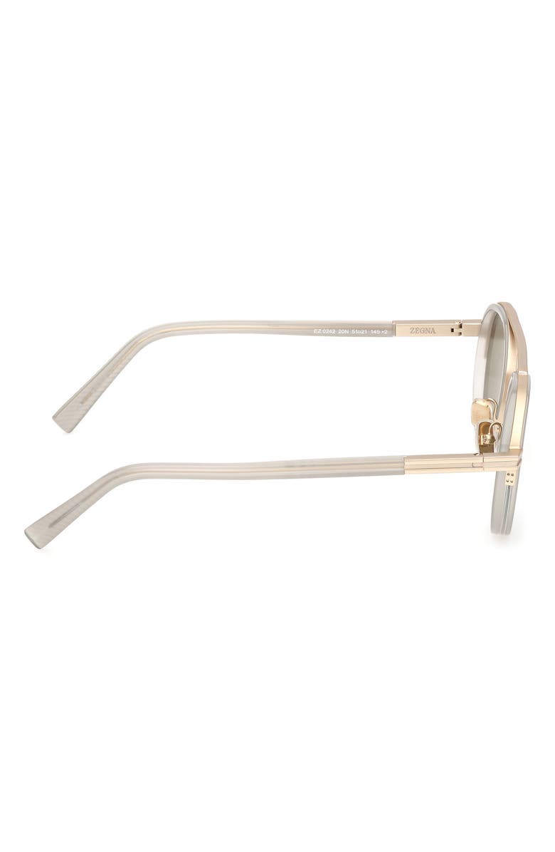 ZEGNA 51mm Round Sunglasses, Alternate, color, 