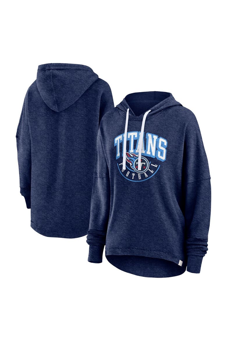 Women's Fanatics Branded Navy Tennessee Titans Lightewight Modest Crop Lounge Helmet Arch Pullover Hoodie, Main, color, Navy