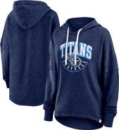 FANATICS Women's Fanatics Branded Navy Tennessee Titans Lightewight Modest Crop Lounge Helmet Arch Pullover Hoodie