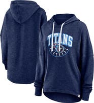 FANATICS Women's Fanatics Branded Navy Tennessee Titans Lightewight Modest Crop Lounge Helmet Arch Pullover Hoodie