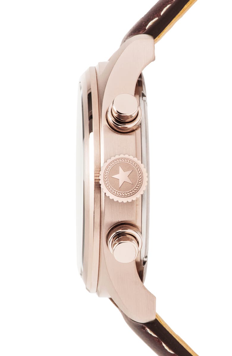 Jack Mason Aviation Chronograph Leather Strap Watch, 42mm, Alternate, color, 