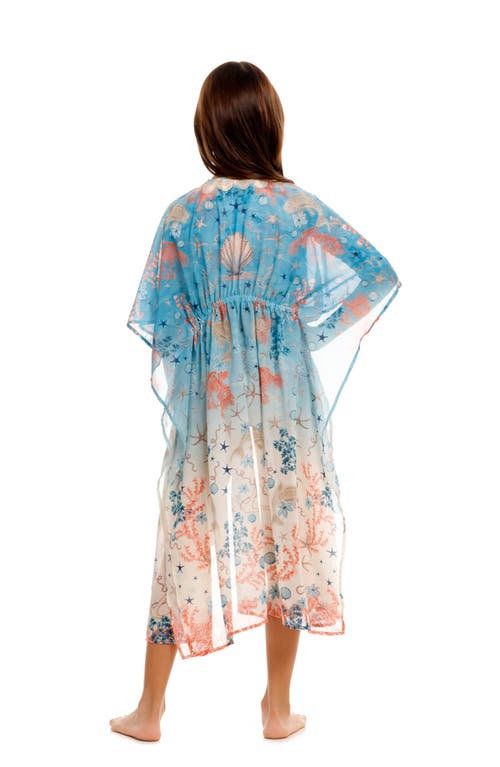 Agua Bendita Kids' Salma Sereia Cover-up Caftan In Blue