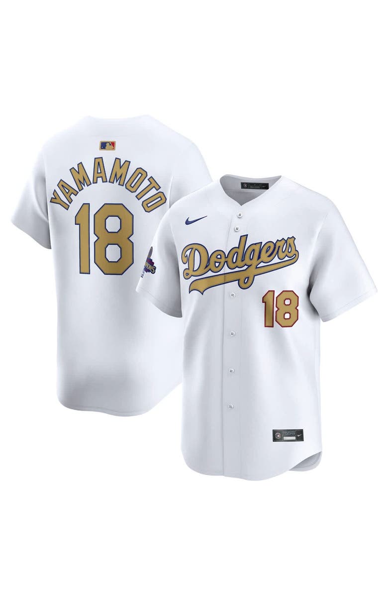 Nike Men's Nike Yoshinobu Yamamoto White Los Angeles Dodgers 2025 Gold Collection Limited Jersey, Main, color, 