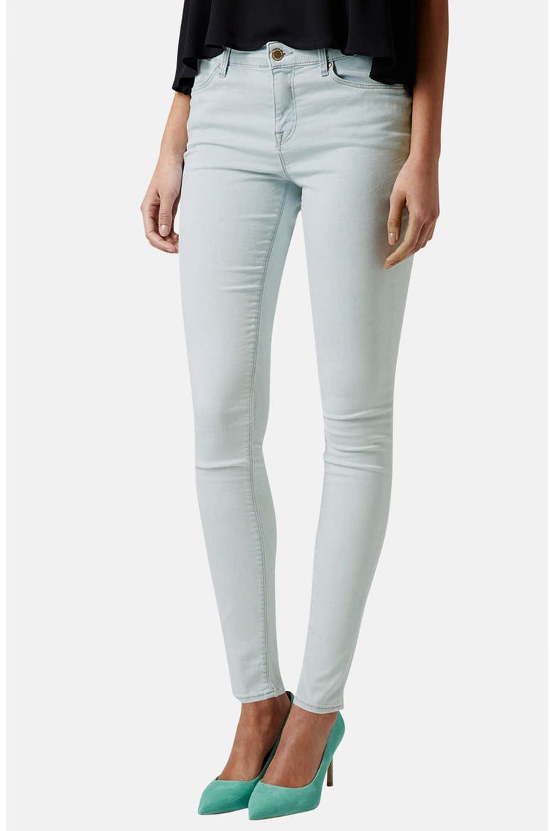 Moto 'Leigh' Mid Rise Skinny Jeans, Main, color, LIGHT DENIM