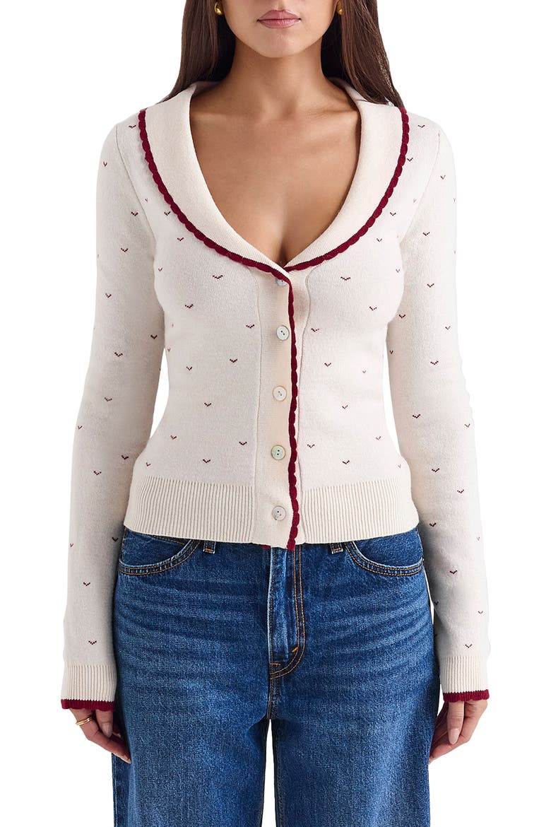 Marla Jacquard Cardigan, Main, color, IVORY