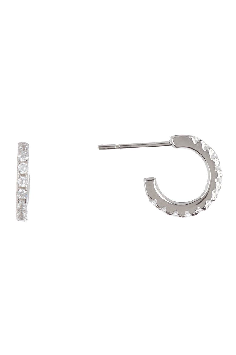 Swarovski Crystal Mini Huggie Hoop Earrings, Main, color, SILVER
