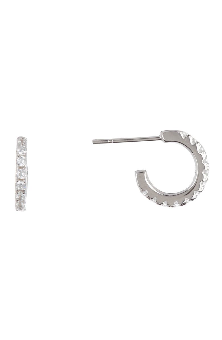 Adornia Swarovski Crystal Mini Huggie Hoop Earrings, Main, color, Silver