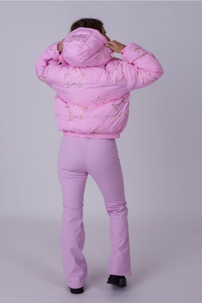 Chic Puffer Jacket - Gold Stars, Alternate, color, Pink with Gold Stars