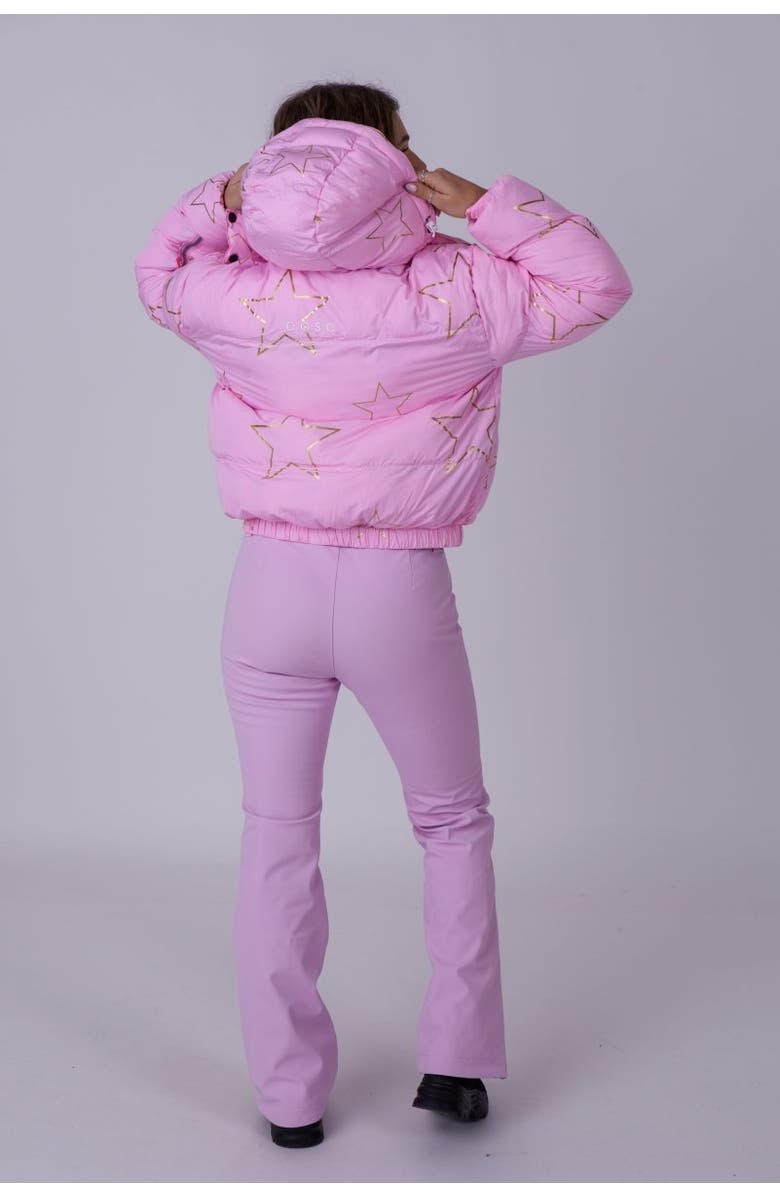 OOSC Chic Puffer Jacket - Gold Stars, Alternate, color, Pink With Gold Stars