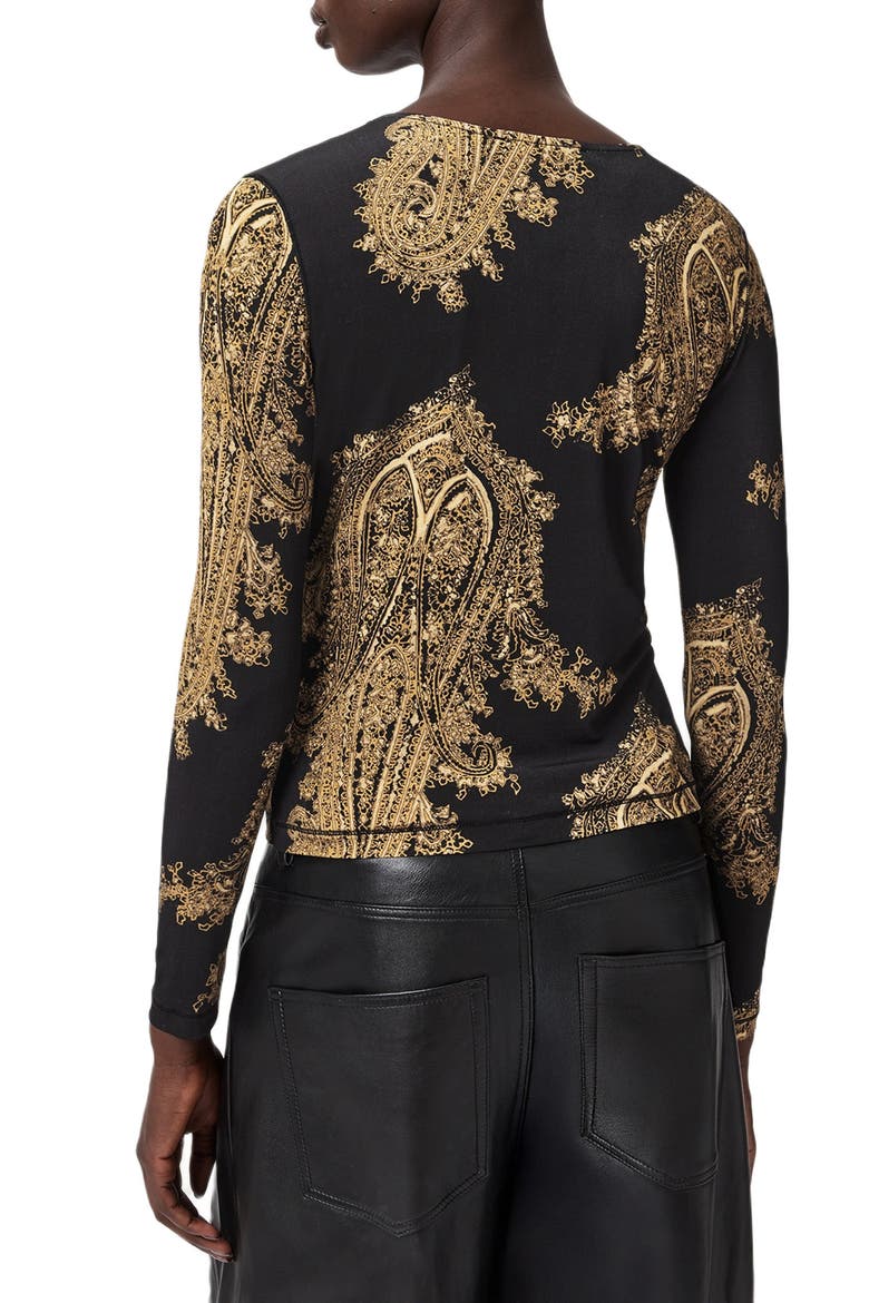 Katlyn Paisley Print Knit Top, Alternate, color, ELLA BLACK