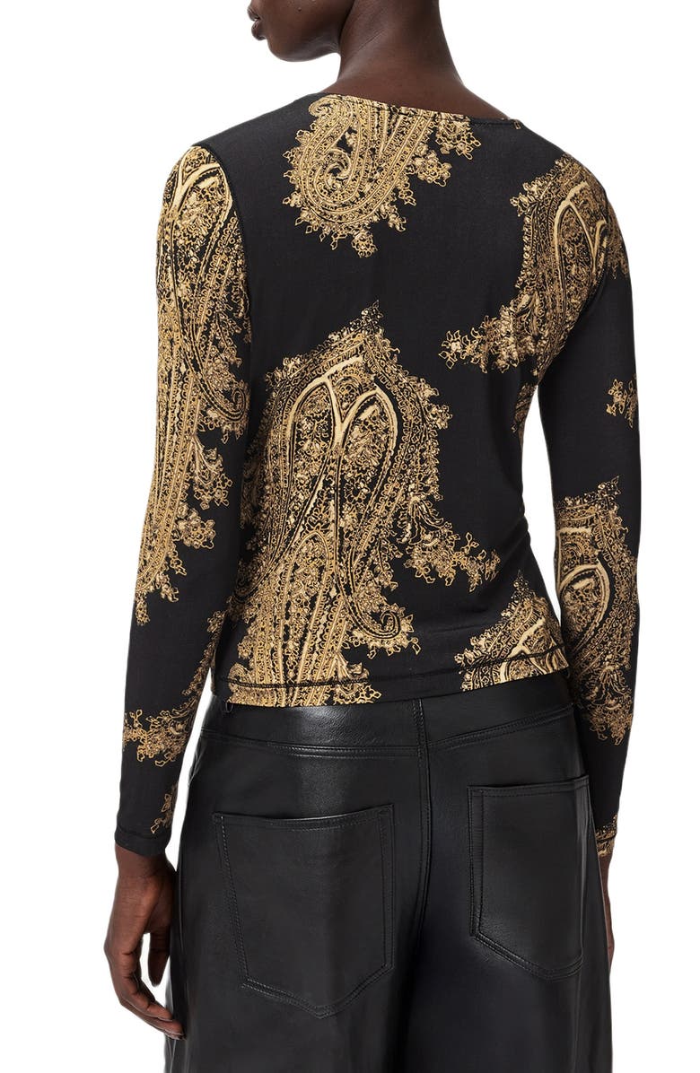 AllSaints Katlyn Paisley Print Knit Top, Alternate, color, Ella Black