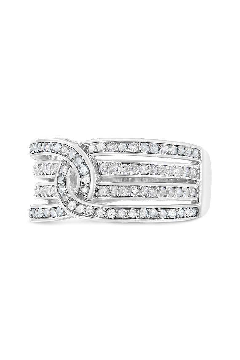 Silver 1/2 Cttw Diamond Multi-Row Bypass Band Ring, Alternate, color, Silver
