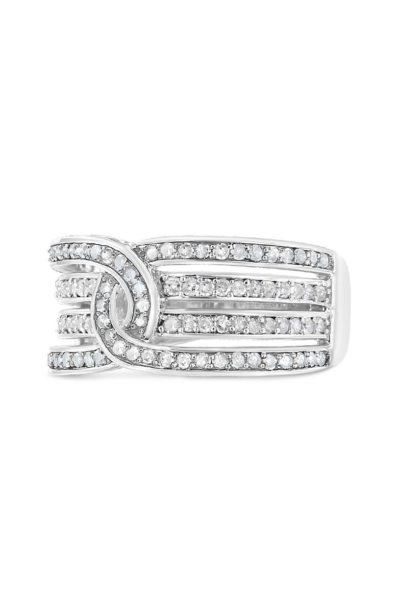 Haus of Brilliance Silver 1/2 Cttw Diamond Multi-Row Bypass Band Ring, Alternate, color, Silver