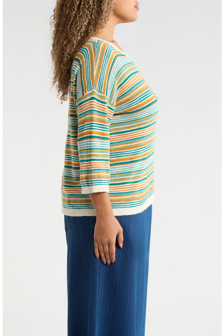 Knavock Stripe Cotton & Linen Sweater, Alternate, color, DITTANY AMBER MULTI
