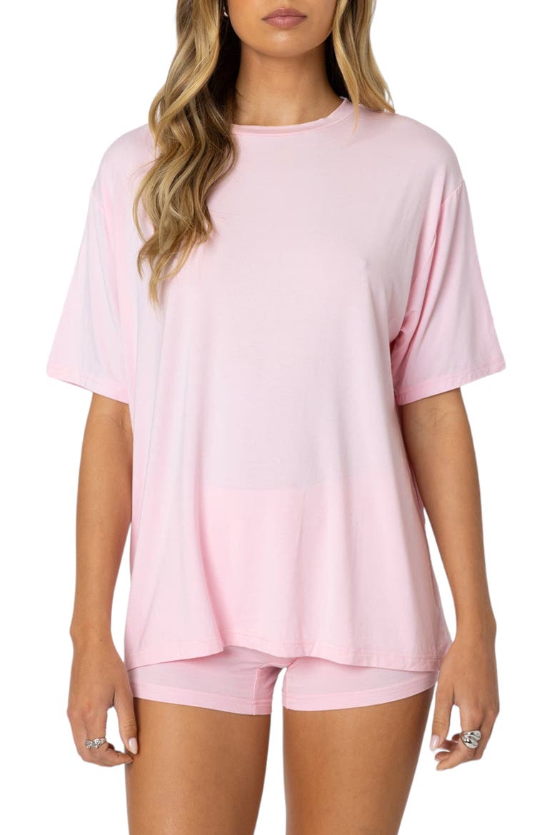 Oversize Crewneck T-Shirt, Main, color, PINK