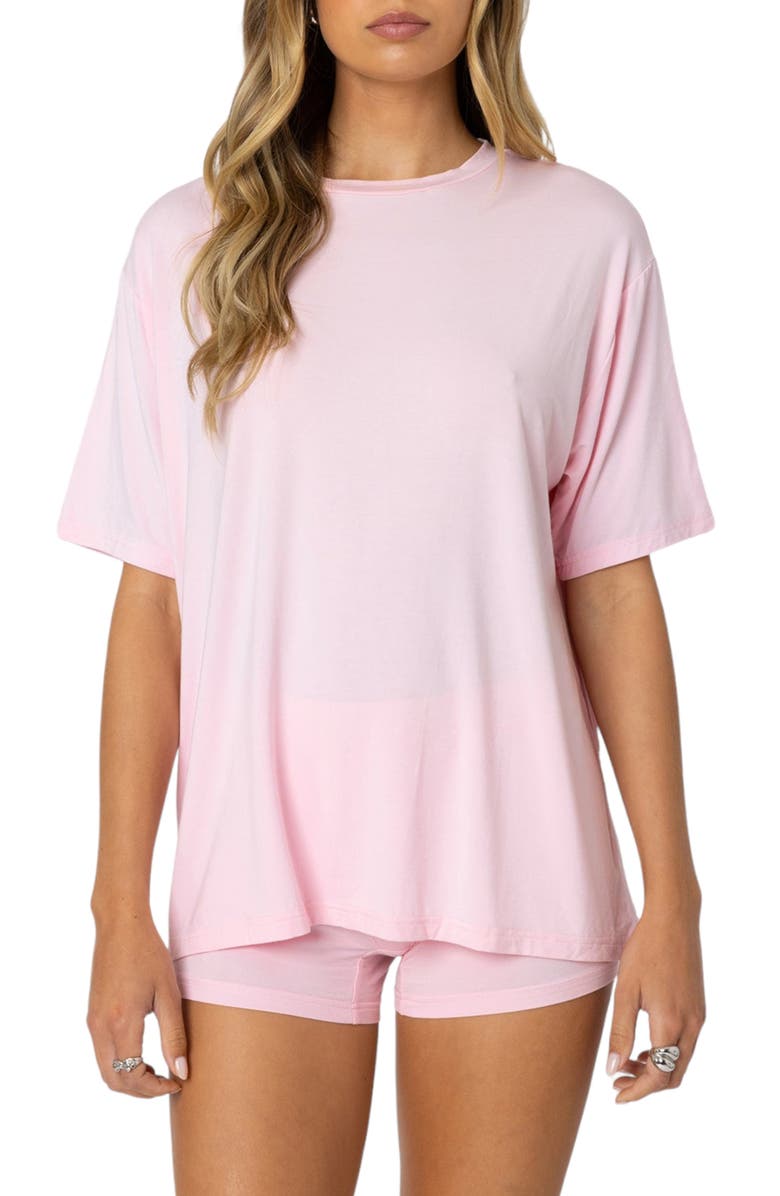 EDIKTED Oversize Crewneck T-Shirt, Main, color, Pink