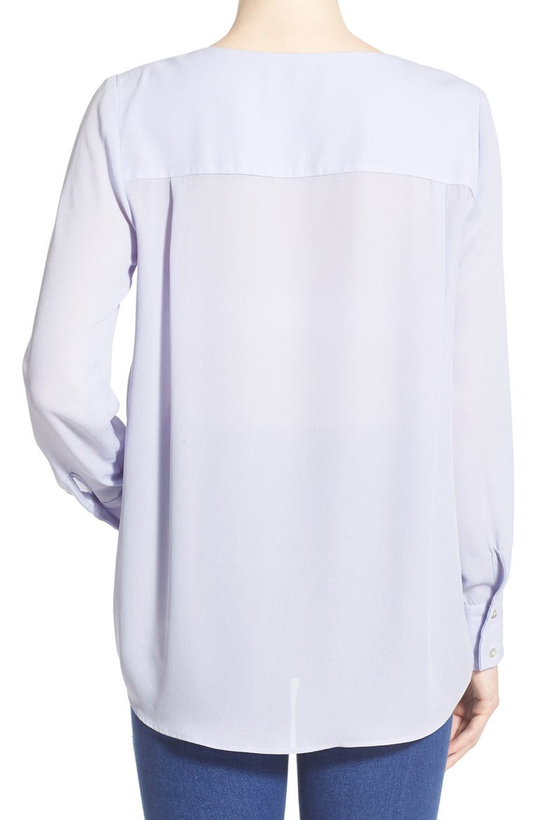 Wrap Front Long Sleeve Blouse, Alternate, color, BLUE