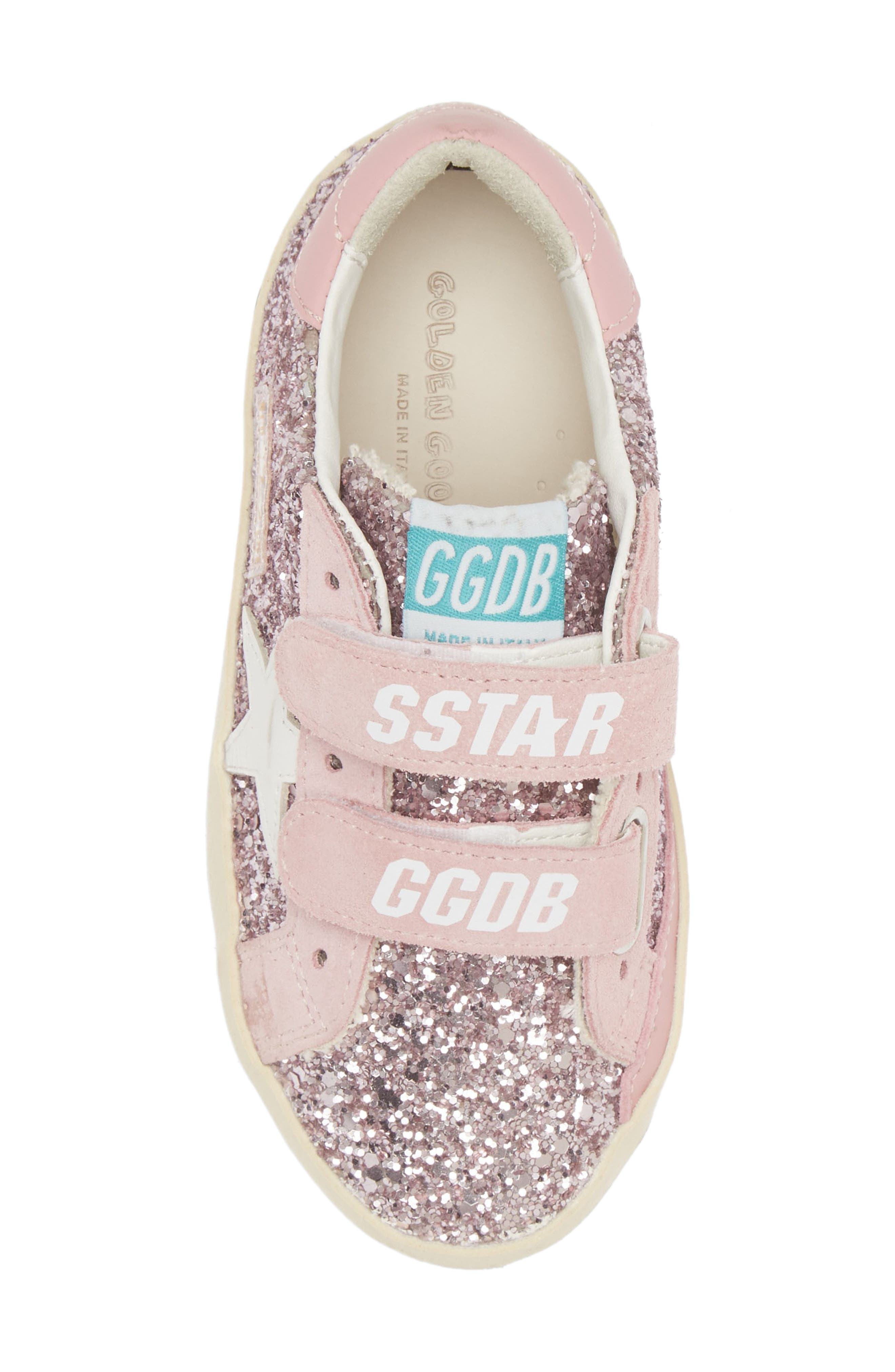 Kids' Old School Glitter Low Top Sneaker, Alternate, color, LILAC/ WHITE/ PINK
