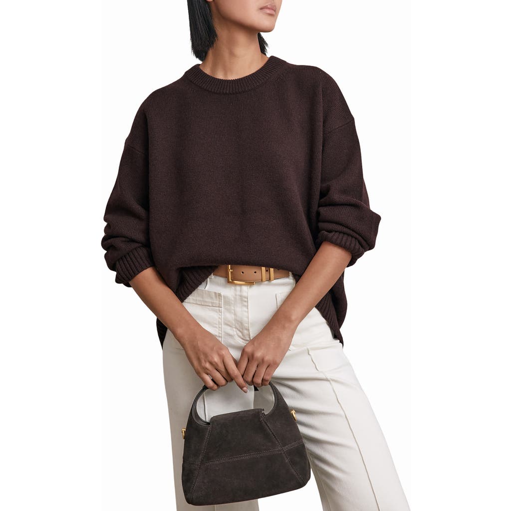 Reiss Plum Wool-cashmere Crew-neck Jumper In Burgundy
