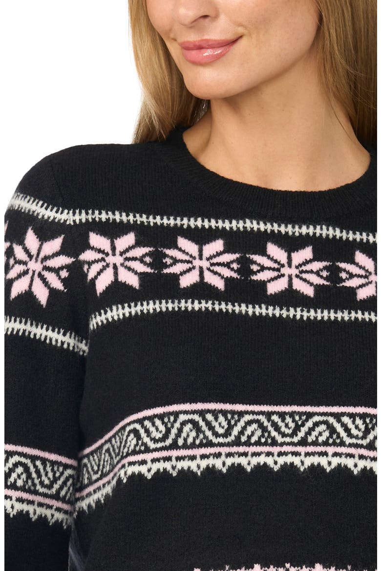 Fair Isle Crewneck Sweater, Alternate, color, RICH BLACK