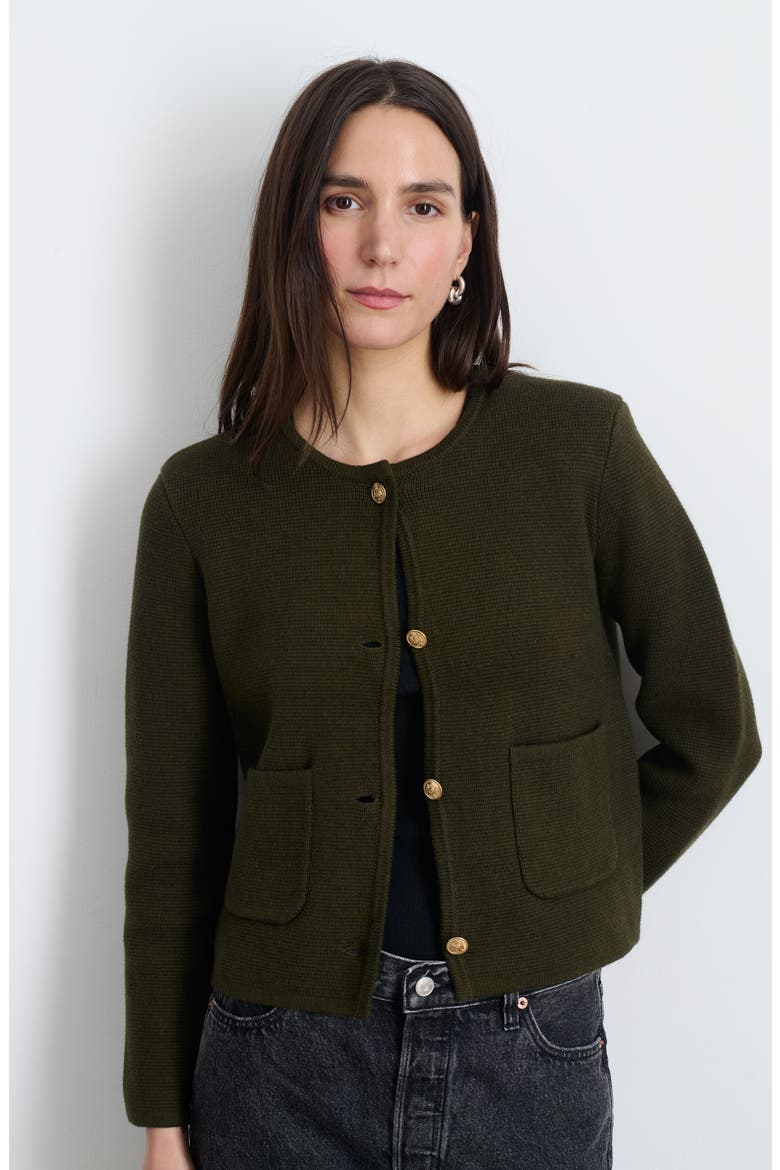 Paris Cotton & Cashmere Cardigan, Alternate, color, OLIVE
