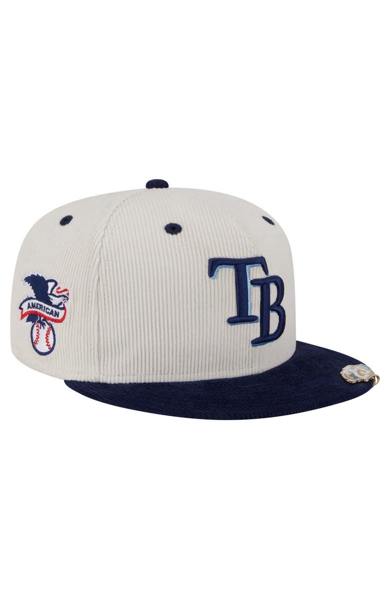 New Era Men's New Era Cream/Navy Tampa Bay Rays Two-Tone Corduroy 59FIFTY Fitted Hat, Alternate, color, Cream