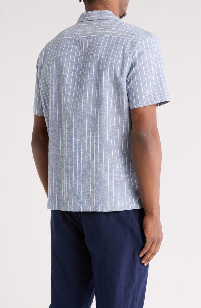 14th & Union Stripe Linen & Cotton Camp Shirt, Alternate, color,