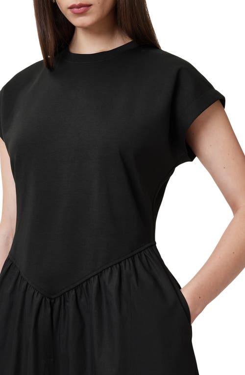 Allsaints Womens Black Frankie Short-sleeve Cotton Maxi Dress In Black