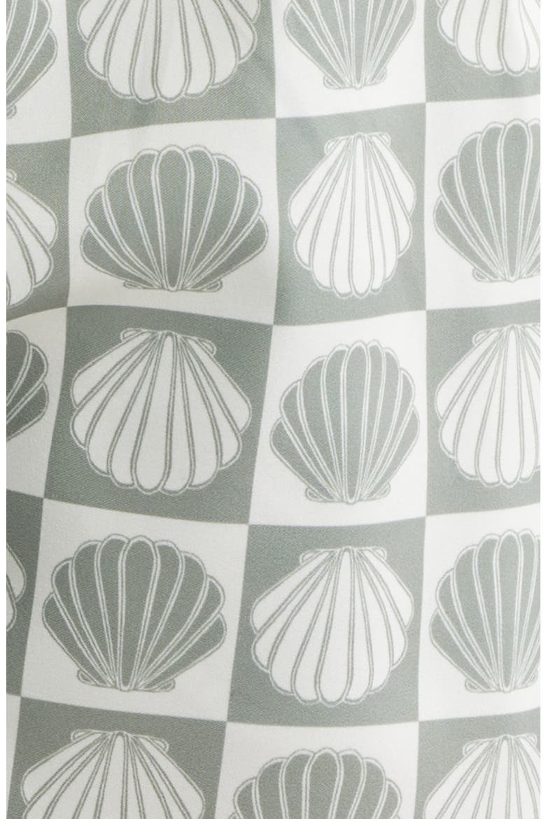 Seashell Print Swim Trunks, Alternate, color, OLIVE/ CREAM