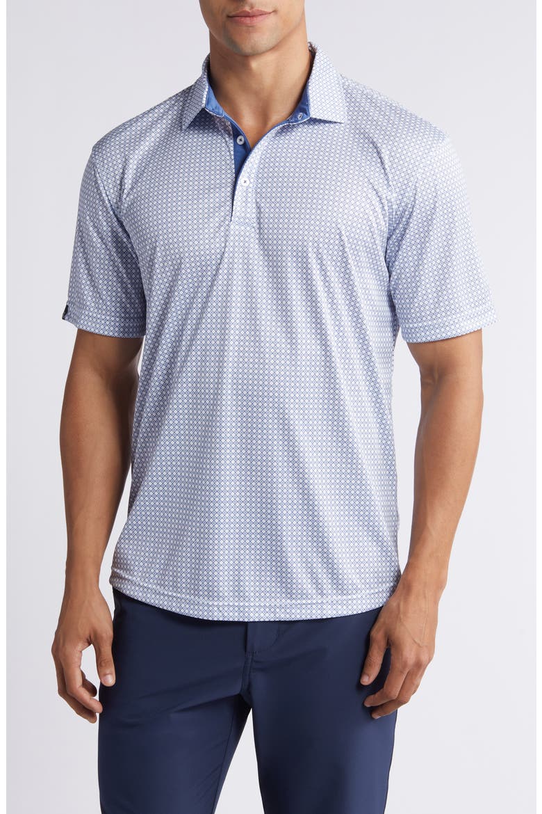 Tanner Geo Print Performance Golf Polo, Main, color, NAVY
