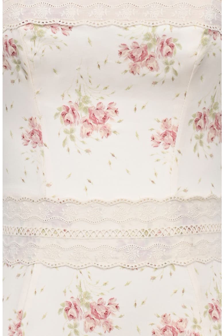 Alessina Floral Print Gown, Alternate, color, IVORY VINTAGE ROSE PRINT
