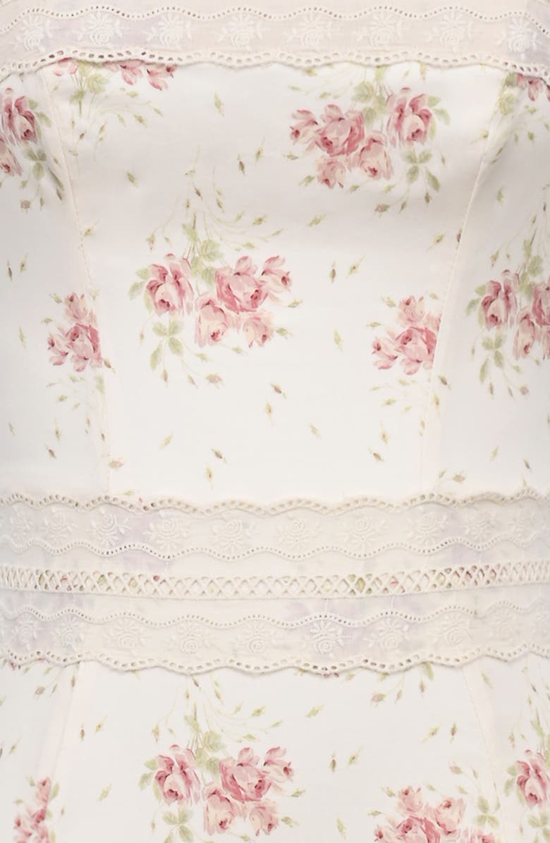 HOUSE OF CB Alessina Floral Print Gown, Alternate, color, Ivory Vintage Rose Print
