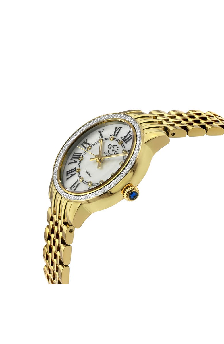 GV2 Astor III Diamond Swiss Bracelet Watch, 34mm - 0.06 ctw, Alternate, color, Gold